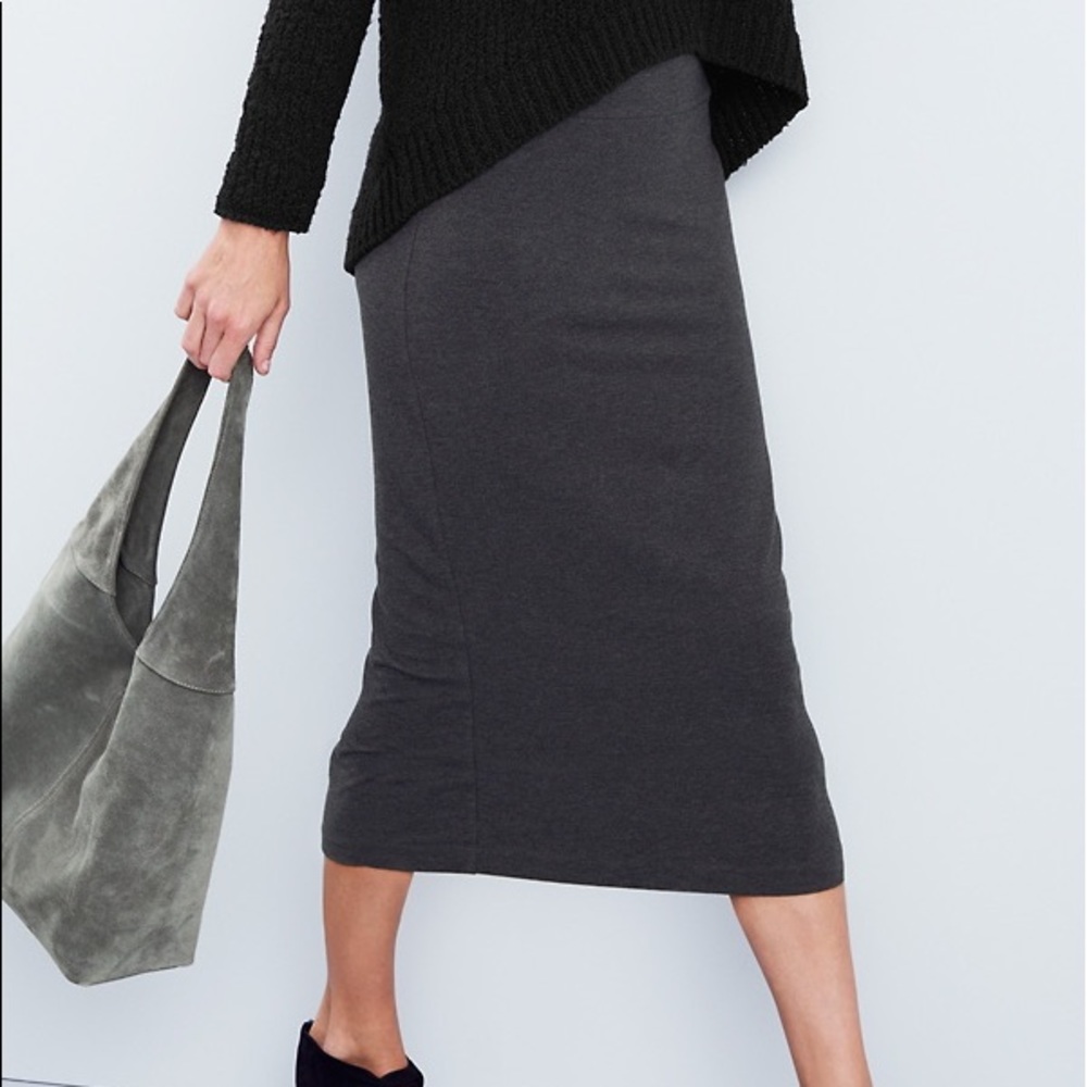 EILEEN FISHER Cozy TENCELFold-over Skirt Charcoal